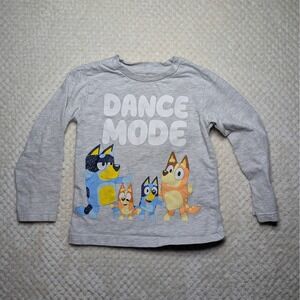 Bluey Dance Mode Long‎ Sleeve Graphic Tee Gray Size 4T